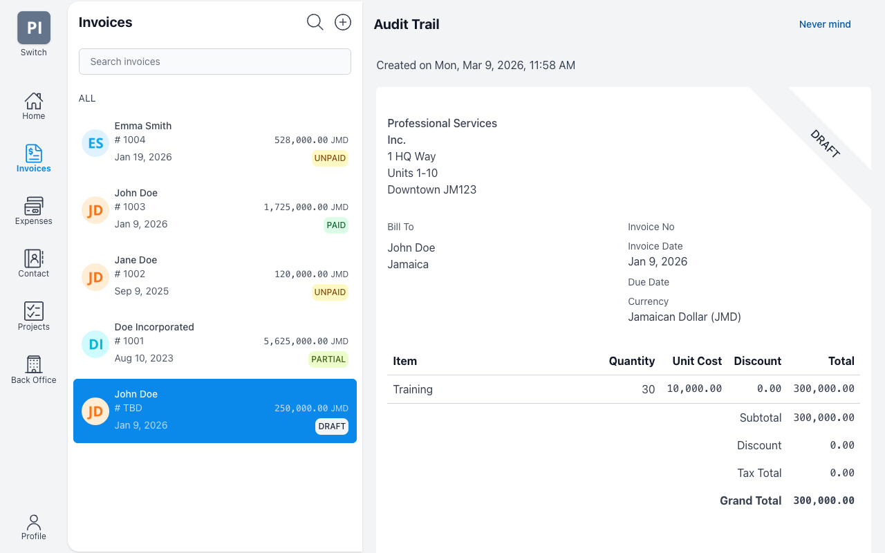 HeadOffice Audit Trail