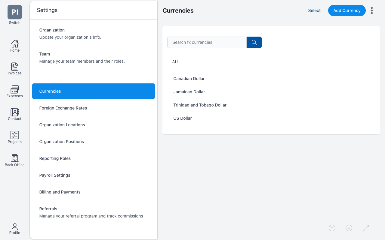 HeadOffice Multi-Currency Support